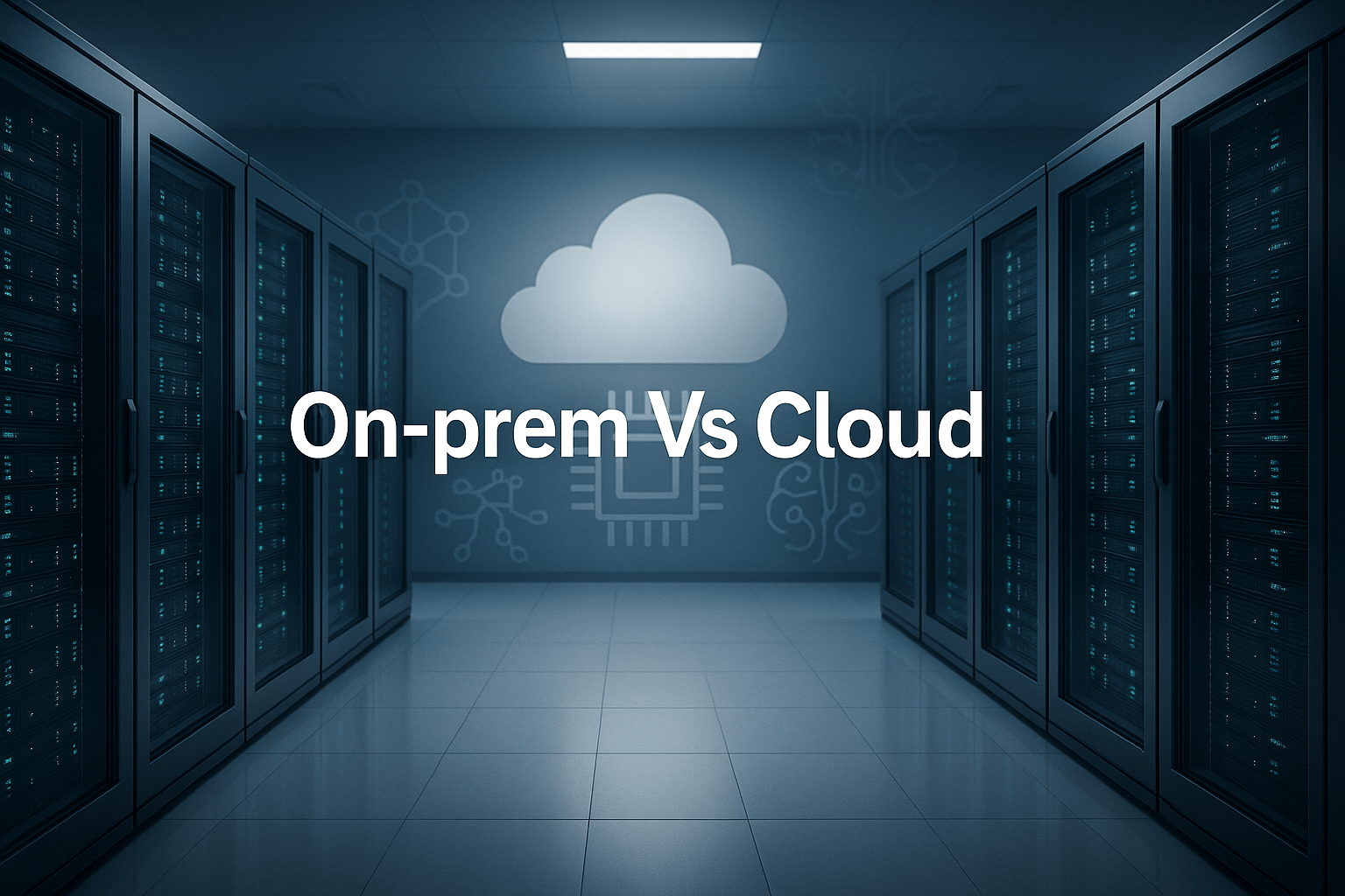 On-prem vs cloud, over a data-centre aisle