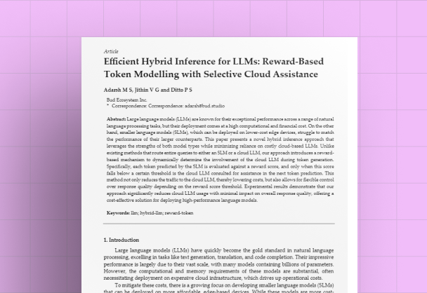 Reward-Based Token Modelling with Selective Cloud Assistance