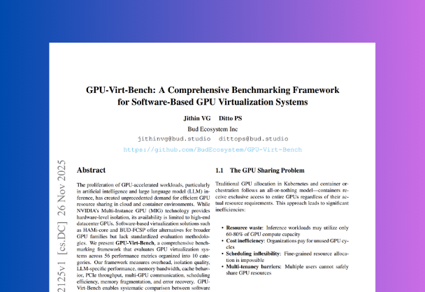 GPU-Virt-Bench : A comprehensive framework to evaluate different GPU virtualization methods.
